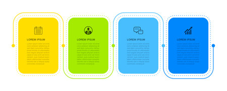 4 data infographics timeline tab paper index template. Illustration abstract background.のイラスト素材