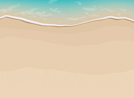 Soft waves with foam of blue ocean on the sandy summer beach.のイラスト素材