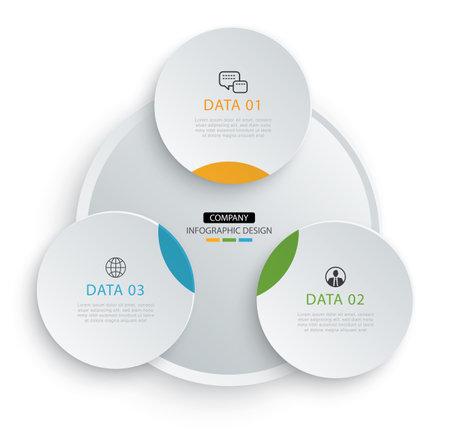 Infographic circle timeline with 3 number data template. Illustration business abstract background.のイラスト素材