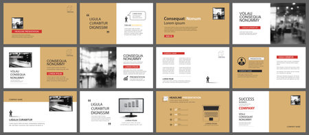 Presentation and slide layout background. Design brown color modern theme template. Use for keynote, presentation, slide, leaflet, advertising, template.のイラスト素材