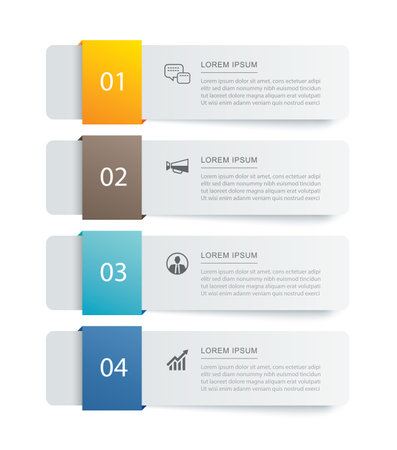 4 data infographics tab paper index template. Illustration abstract background.のイラスト素材