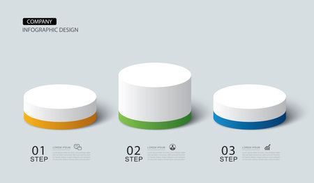 Infographics cylinder winner success with 3 number data template. Illustration abstract background.のイラスト素材