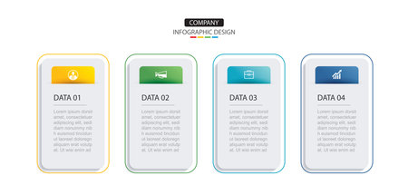4 data infographics tab paper index template. Illustration business abstract background.のイラスト素材