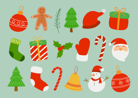 Merry christmas elements itemsand decoration symbol.のイラスト素材