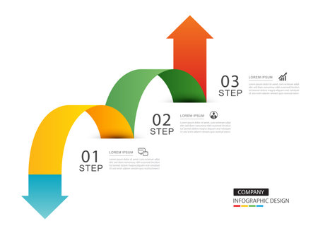 Infographics arrow symbol timeline business steps to success.のイラスト素材