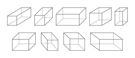 Rectangular prism outline in geometric mathematics isolated on a white background.のイラスト素材