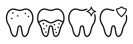 Tooth outline icon design. Teeth dental simple symbol illustration.のイラスト素材