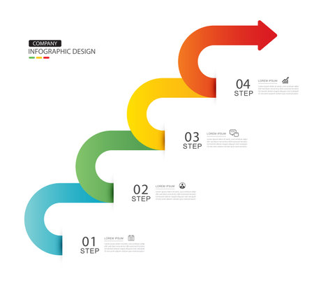 Infographics arrow symbol timeline business steps to success.のイラスト素材