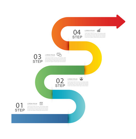 Infographics arrow symbol timeline business steps to success.のイラスト素材