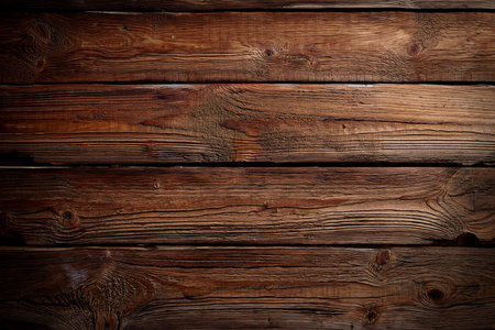 Dark weathered wooden floor top view. Rustic wood plank texture background generative ai.の素材