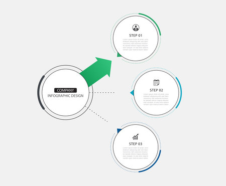 Modern business infographic template with 3 circle steps.のイラスト素材