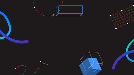 Abstract technology futuristic digital background with floating geometric shapes and lines.