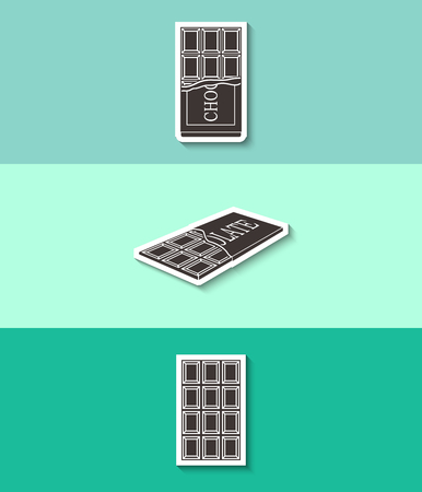Three chocolate flat vector icon. Sweet food symbol.のイラスト素材