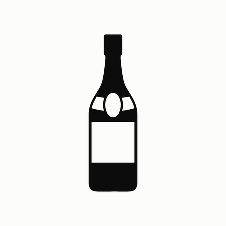 A bottle of champagne flat design illustration. Simple vector icon.のイラスト素材