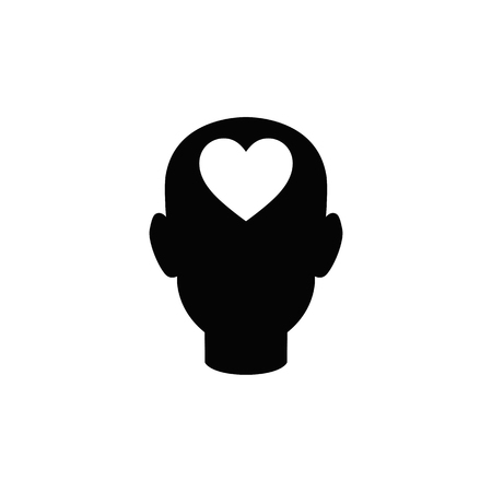Human head with heart vector icon.のイラスト素材