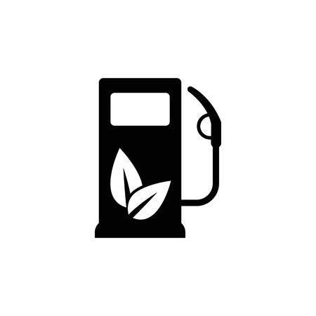 Gas station icon with leaves vector icon. Eco fuel symbol.のイラスト素材