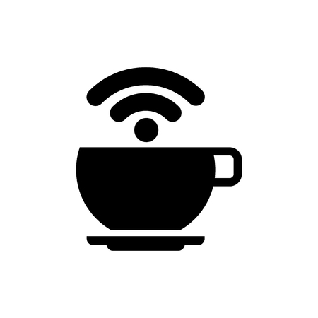 Free Wi-Fi zone vector icon. Cup with wireless signal.のイラスト素材