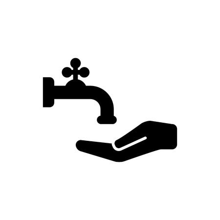 Faucet with hand vector icon. Vector tap symbol.のイラスト素材