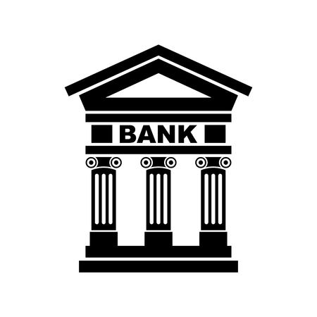 Bank icon with the building facade with three pillars. Vector.のイラスト素材