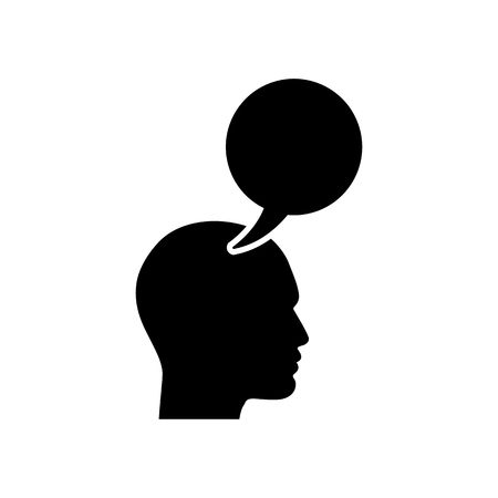 Human profile with speech bubble vector icon.のイラスト素材