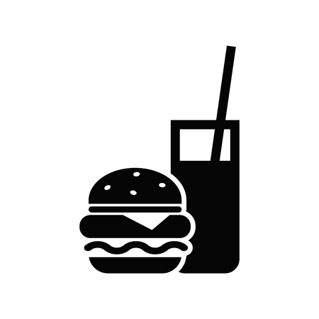 Burger with soft drink vector icon.のイラスト素材
