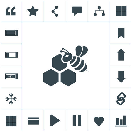 Honey vector icon. Bee on a part of honeycomb flat design illustration.のイラスト素材