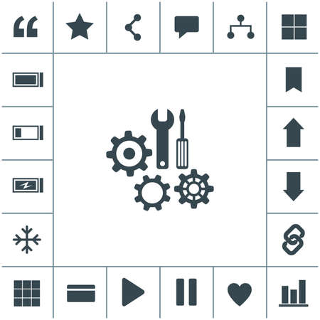 Repair tool vector icon. Service symbol. Gear, screwdriver and wrench.のイラスト素材