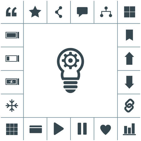 Bulb with gears and cogs icon. Idea symbol. Light lamp vector icon.のイラスト素材