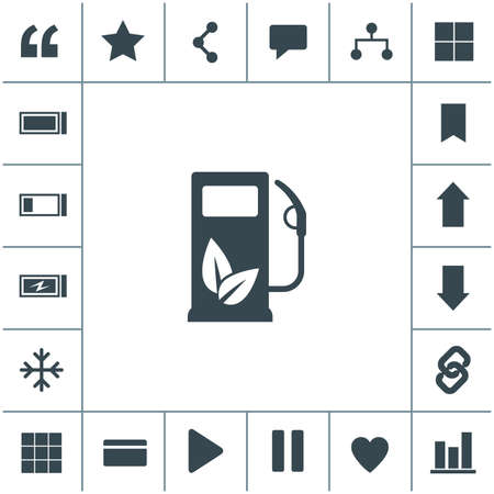 Gas station icon with leaves vector icon. Eco fuel symbol.のイラスト素材