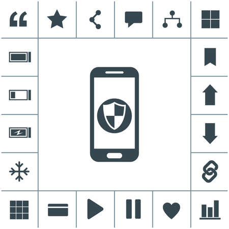 Smartphone protection vector icon. Smartphone with shield.のイラスト素材