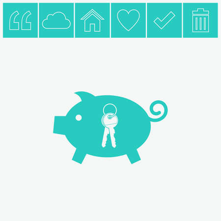 Pig with key vector icon. Moneybox icon.のイラスト素材