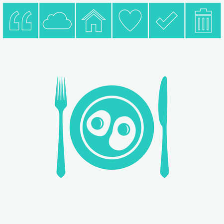 Plate with fried egg vector icon.のイラスト素材