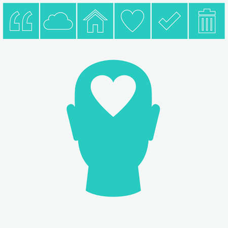 Human head with heart vector icon.のイラスト素材