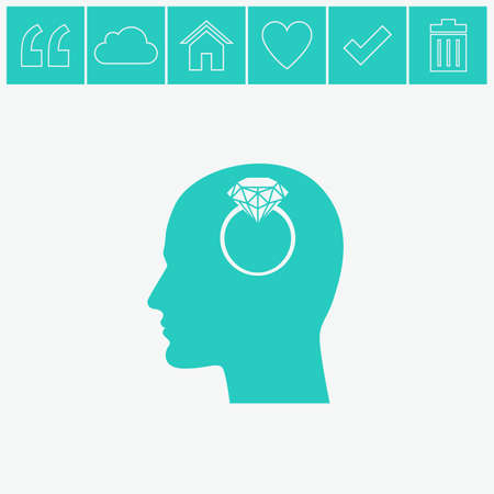 Human profile with diamond ring vector icon.のイラスト素材