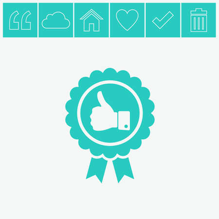 Badge with thumbs up vector icon.のイラスト素材