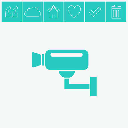 Surveillance camera (CCTV). Warning vector icon.のイラスト素材
