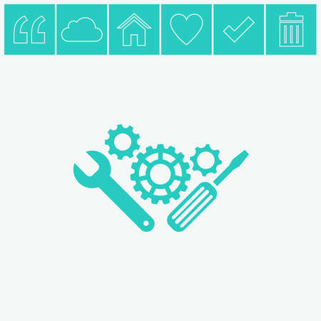 Repair tool vector icon. Service symbol. Gear, screwdriver and wrench.のイラスト素材