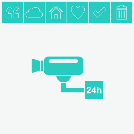 Surveillance camera (CCTV). Warning vector icon.のイラスト素材