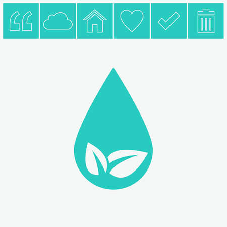 Eco water drop vector icon. Sprout in drop symbol. Ecological symbol.のイラスト素材