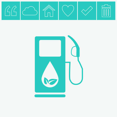 Gas station icon with leaves vector icon. Eco fuel symbol.のイラスト素材