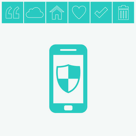 Smartphone protection vector icon. Smartphone with shield.のイラスト素材