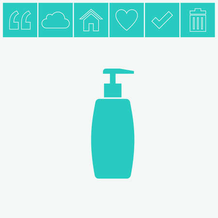 Gel, foam or liquid soap dispenser pump plastic bottle. Vector icon.のイラスト素材