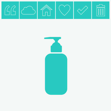 Shower Gel, Liquid Soap, Lotion, Cream, Shampoo, Bath Foam. Vector icon.のイラスト素材