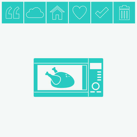 Microwave with chicken vector icon. Roast chicken symbol.のイラスト素材