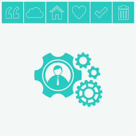 Teamwork vector icon. Gear and businessman sign.のイラスト素材