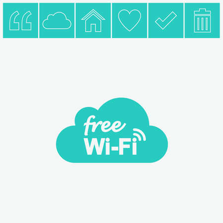Free WiFi vector icon. WiFi symbol. WiFi zone icon. Wireless Network symbol.のイラスト素材