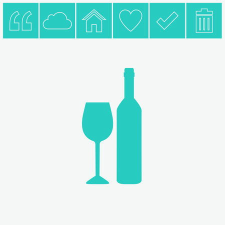 A bottle of wine and a glass vector icon.のイラスト素材