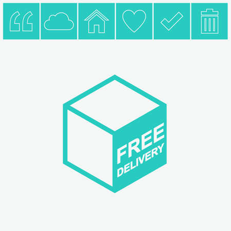Free shipping vector icon. Free delivery sign on package box.のイラスト素材