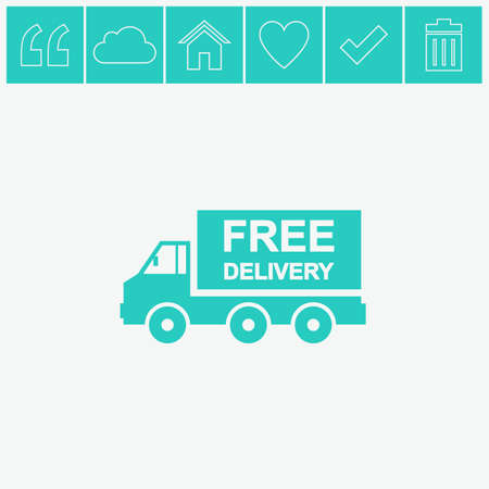 Truck vector icon. Free delivery icon.のイラスト素材