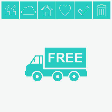 Truck vector icon. Free shipping icon.のイラスト素材